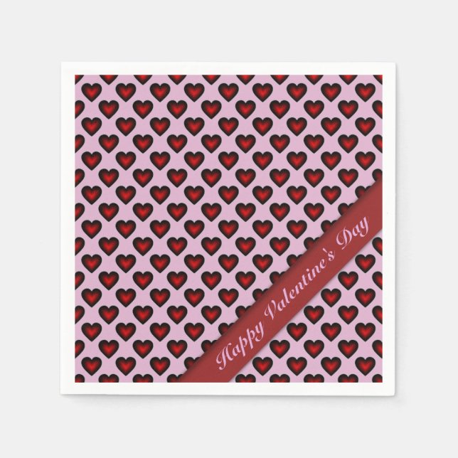Valentindagen Red & Rosa Heart Mönster Napkins Pappersservett (Framsidan)
