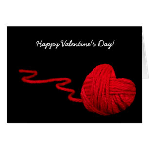 Valentindagen Red Yarn Heart Hälsningskort