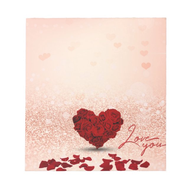 Valentindagen Ro Heart Bouquet - Anteckningsblocke Anteckningsblock (Framsida)