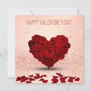 Valentindagen Ro Heart Bouquet - kort