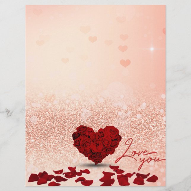 Valentindagen Ro Heart Bouquet - Letterhead (Framsida)