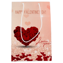 Valentindagen Ro Heart Bouquet Medium Gift Bag
