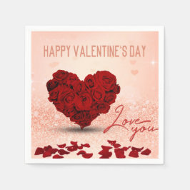 Valentindagen Ro Heart Bouquet - Pappersservett