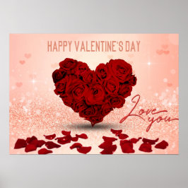 Valentindagen Ro Heart Bouquet - Poster Skriv ut