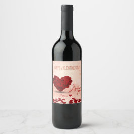 Valentindagen Ro Heart Bouquet - Vin-etikett Vinflaska Etikett