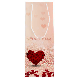 Valentindagen Ro Heart Bouquet - Vin Gift Bag