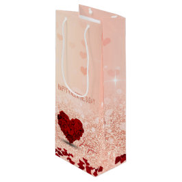 Valentindagen Ro Heart Bouquet - Vin Gift Bag