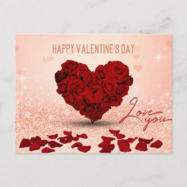 Valentindagen Ro Heart Bouquet - vykort