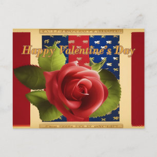 Valentindagen Röd ros Patriot Postcard Vykort