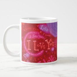 Valentindagen Rosa Red I Kärlek You Typography Jumbo Mugg