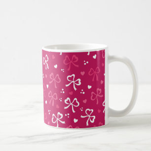 Valentindagen Rosa Red Rosett band Hearts Mönster Kaffemugg