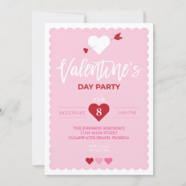 Valentindagen Rosa Scalloped Kant Party Inbjudningar