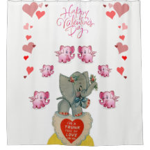 Valentindagen Shower Curtain Elephants