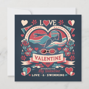 Valentindagen Swimming Kärlek Gift Julkort