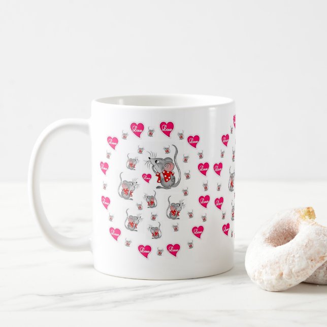 Valentindagen Vintage Mice Mugg (Med munk)