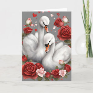 Valentine 1 svanar, Valentine Card, Ai genererad Tack Kort