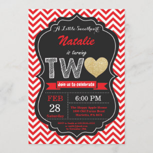 Valentine 2nd Birthday Little Inbjudningar