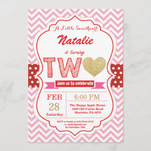 Valentine 2nd Birthday Little Inbjudningar