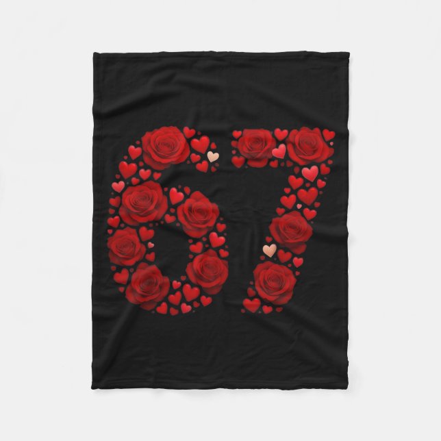 Valentine 67 Meme Rose Hearts Funny Six Seven Vale Fleecefilt (Framsidan)