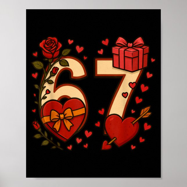 Valentine 67 Meme Six Seven Funny Gen Alpha  Poster (Framsidan)