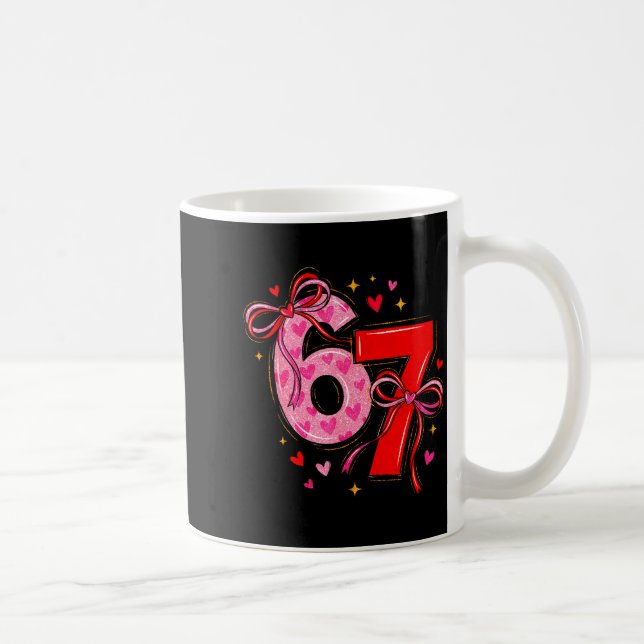 Valentine 67 Six Seven Heart Coquette Bow Valentin Kaffemugg (Höger)
