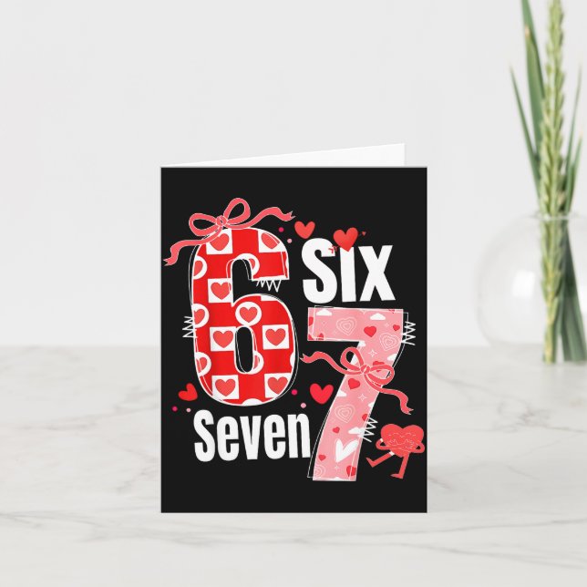 Valentine 67 Six Seven Heart Coquette Bow Valentin Kort (Framsida)