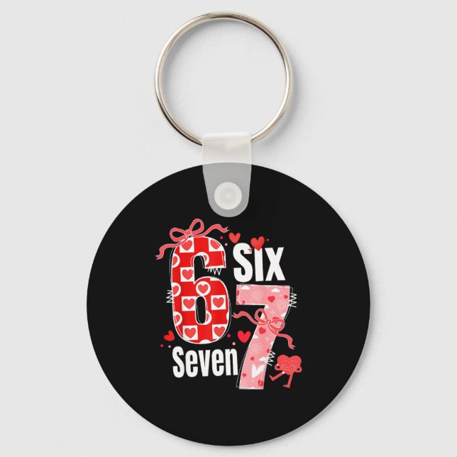 Valentine 67 Six Seven Heart Coquette Bow Valentin Nyckelring (Framsida)