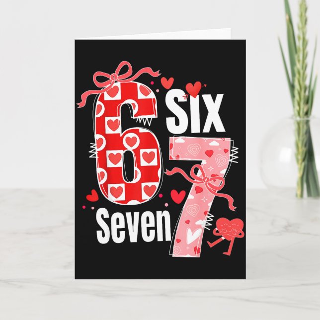 Valentine 67 Six Seven Hjärt Coquette Slöja Valent Kort (Framsida)