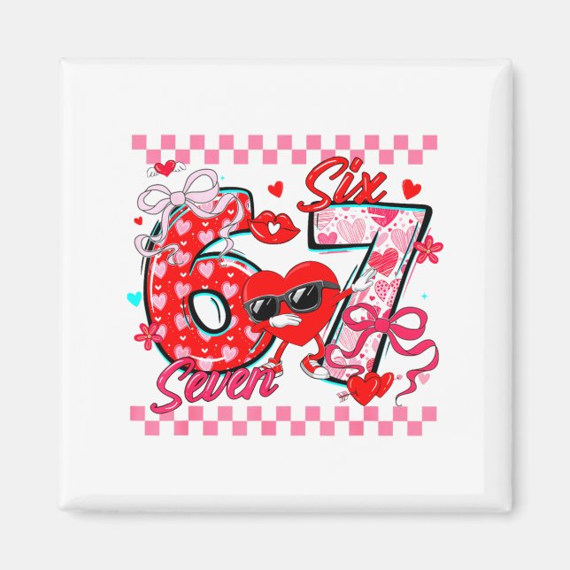 Valentine 67 Six Seven Meme Dabbing Hearts Matchin Magnet (Framsidan)
