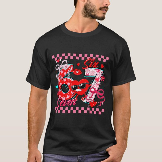 Valentine 67 Six Seven Meme Dabbing Hearts Matchin T Shirt (Framsida)