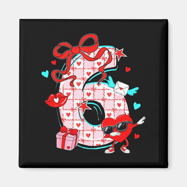 Valentine 67 Six Seven Meme Dabbing Hjärtan Matcha Magnet (Framsidan)