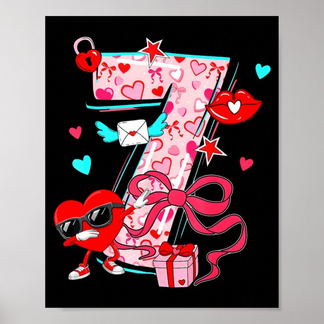 Valentine 67 Six Seven Meme Dabbing Hjärtan Matchi Poster (Framsidan)