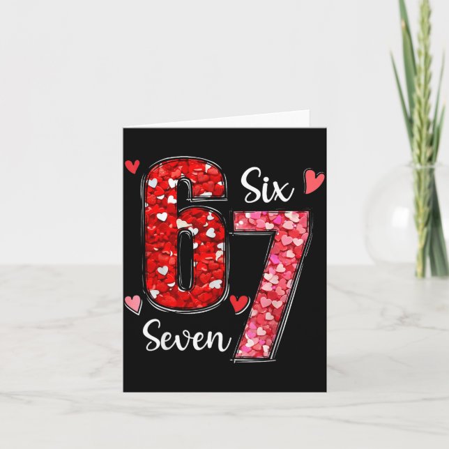 Valentine 67 Six Seven Meme Rose Hearts Valentine’ Kort (Framsida)
