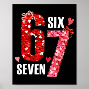 Valentine 67 Six Seven Rosa Hjärtan Båge Alla Hjär Poster
