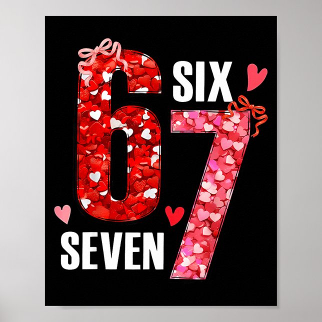 Valentine 67 Six Seven Rosa Hjärtan Båge Alla Hjär Poster (Framsidan)