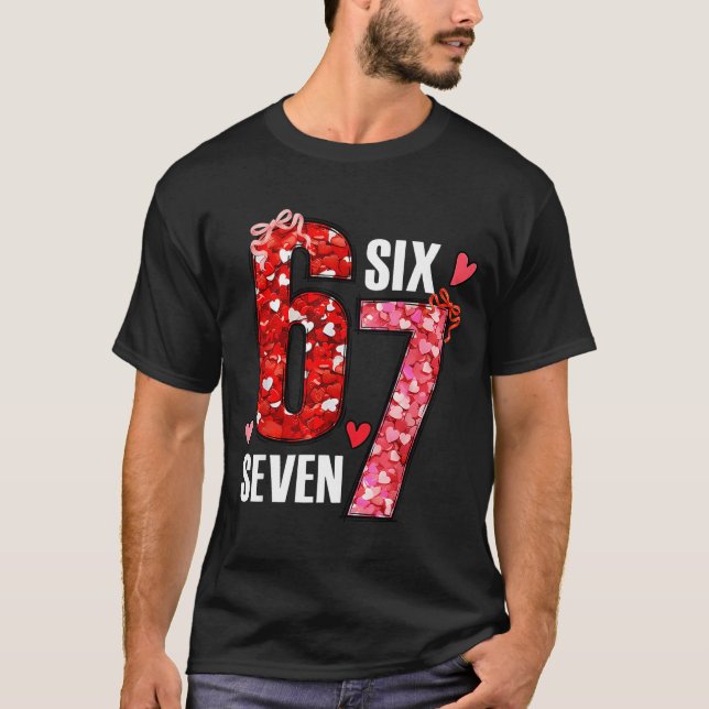 Valentine 67 Six Seven Rose Hearts Bow Valentine’s T Shirt (Framsida)