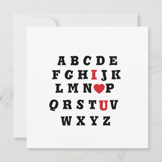 valentine alfabetet jag älskar dig julkort (Framsida)