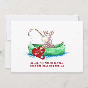 Valentine Älg Fiske 5x7 Julkort