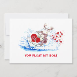 Valentine Älg på Jetski 5x7 Platt Semesternkort Julkort