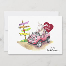Valentine älgs i bil 5x7 platt högtidskort julkort