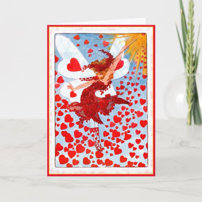 Valentine Älva and Hearts Vintage Card Helgkort (Framsida)