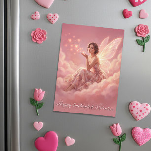 Valentine-älva på rosa moln Magnetkort