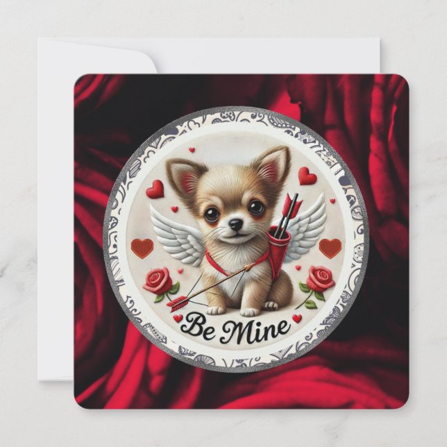 Valentine Angel Chihuahua Helgdag Card - var mitt Julkort (Framsida)