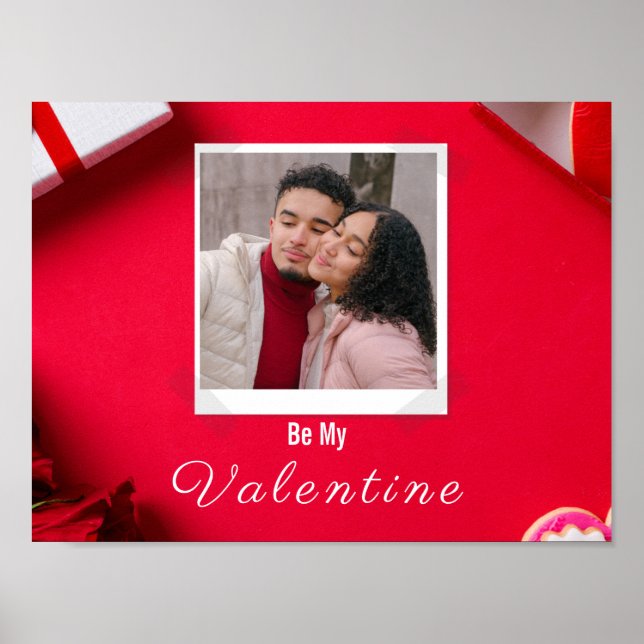 Valentine Anpassade Post Card Red and White Poster (Framsidan)