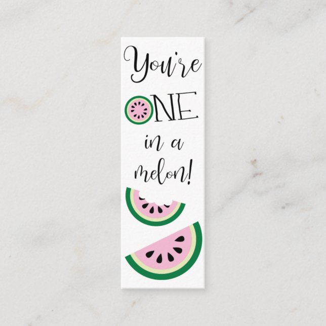 Valentine är en i en melon! Mini Bookmark Mini Visitkort (Framsida)
