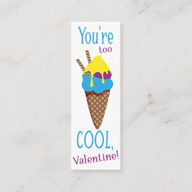 Valentine är för Coola! Mini Bookmark Visitkort (Framsida)