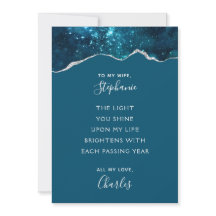 Valentine-årsdagen Romantic Dikt Teal Galaxy