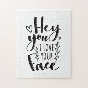 Valentine Art Hej, du i Kärlek din Ansikte Pussel