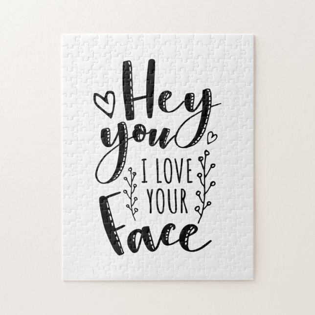 Valentine Art Hej, du i Kärlek din Ansikte Pussel (Vertikal)