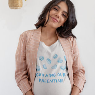 Valentine Baby Gravid Blue Hearts T Shirt